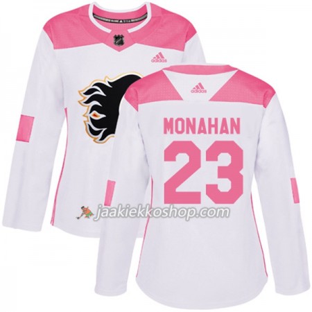 Nainen NHL Calgary Flames Pelipaita Sean Monahan 23 Adidas 2017-2018 Valkoinen Vaaleanpunainen Fashion Authentic